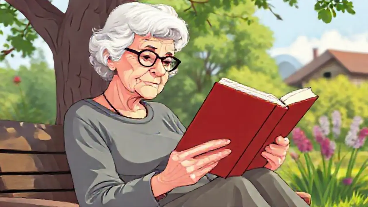 Mujer mayor lee al aire libre