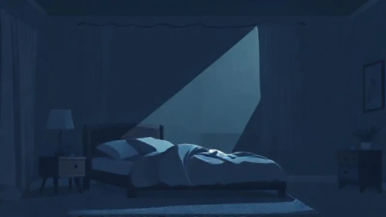 Habitación oscura, luna suave