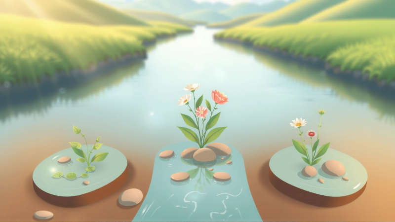 Río ramificado simboliza crecimiento y equilibrio sereno