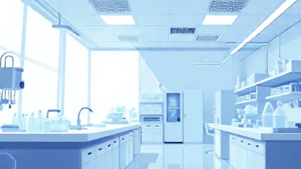 Laboratorio blanco iluminado