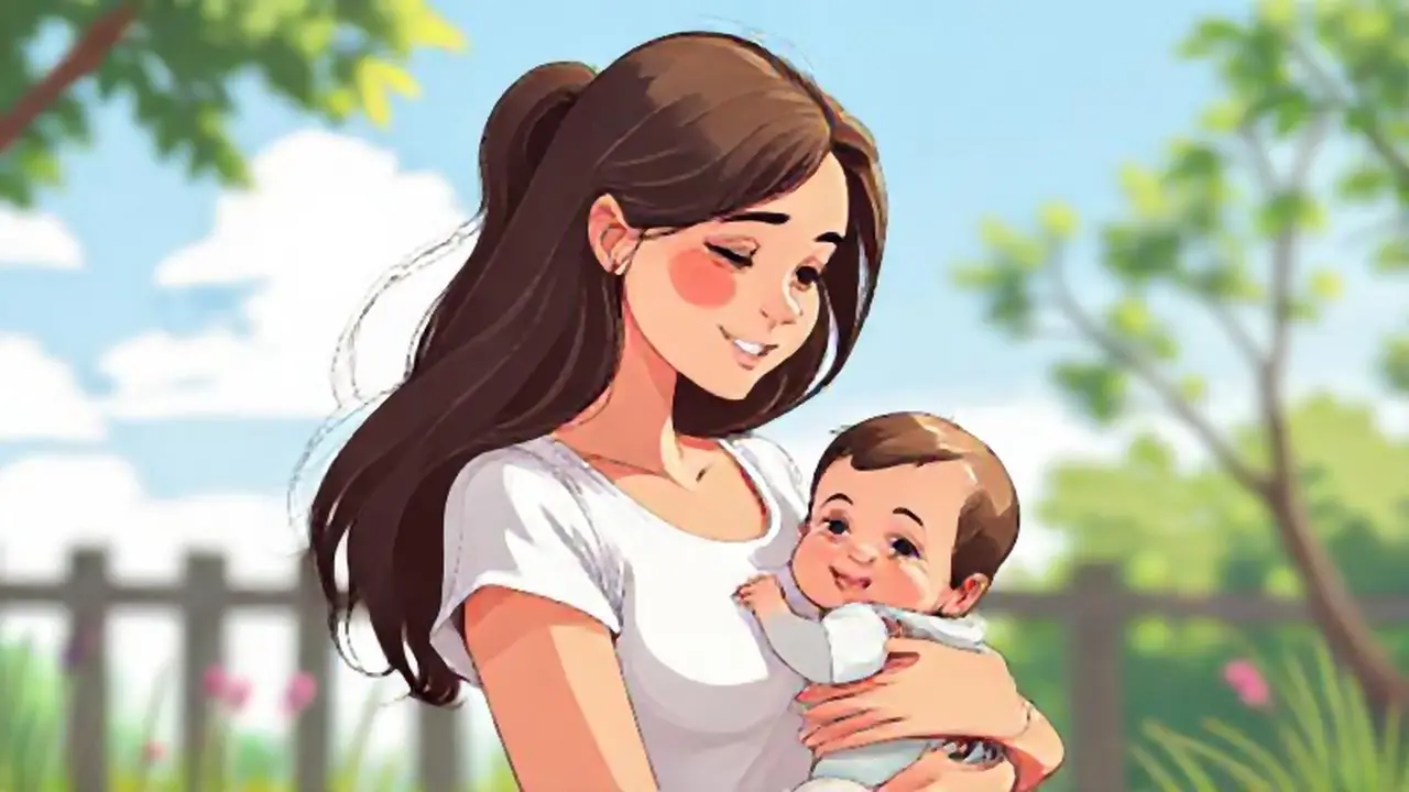 Mujer con bebé al aire libre