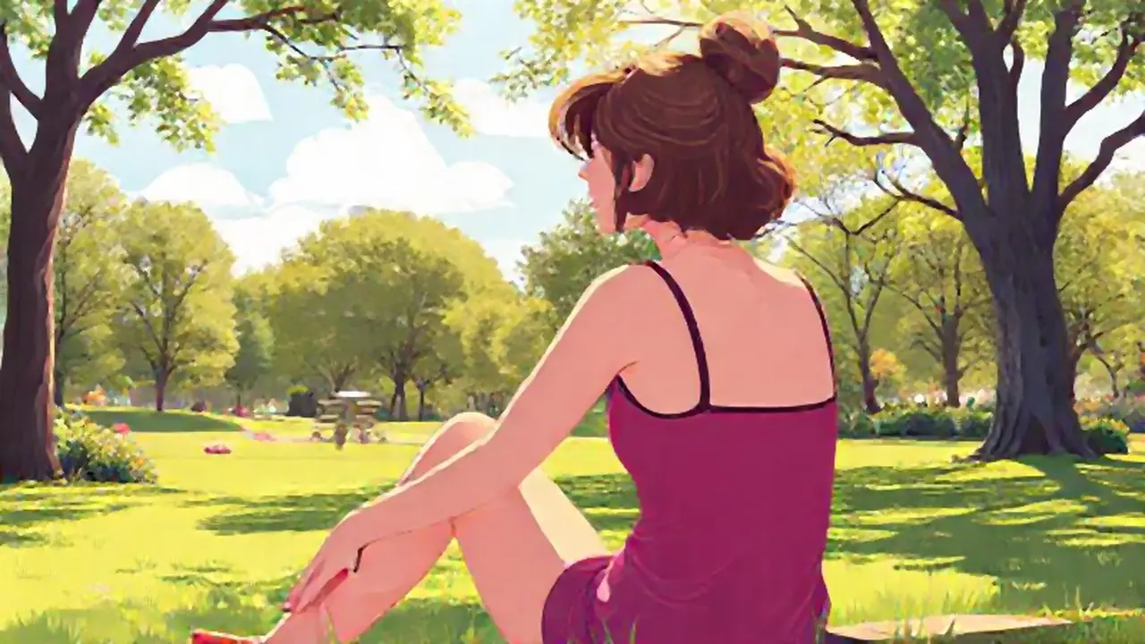 Mujer en el parque soleado
