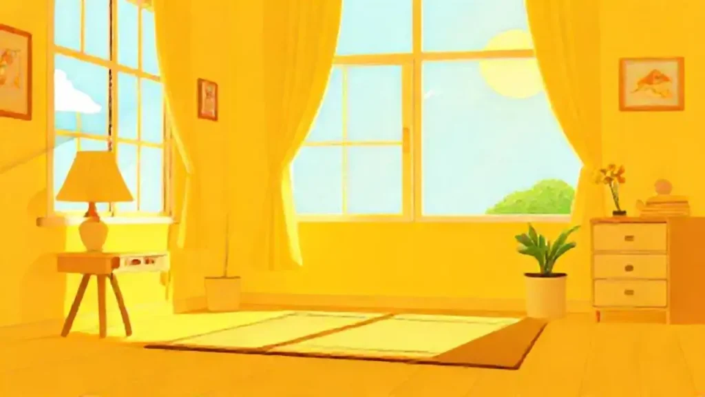 Un niño amarillo en una habitación soleada