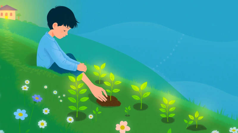 Jardín floreciente simboliza esperanza y cuidado mutuo