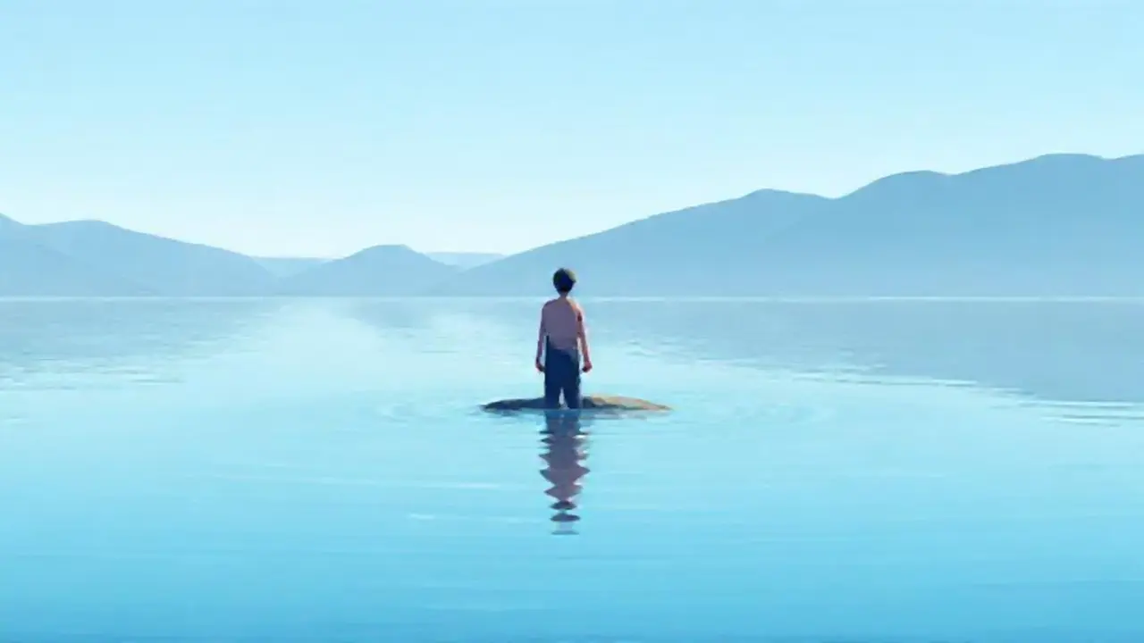 Solitario junto al agua serena