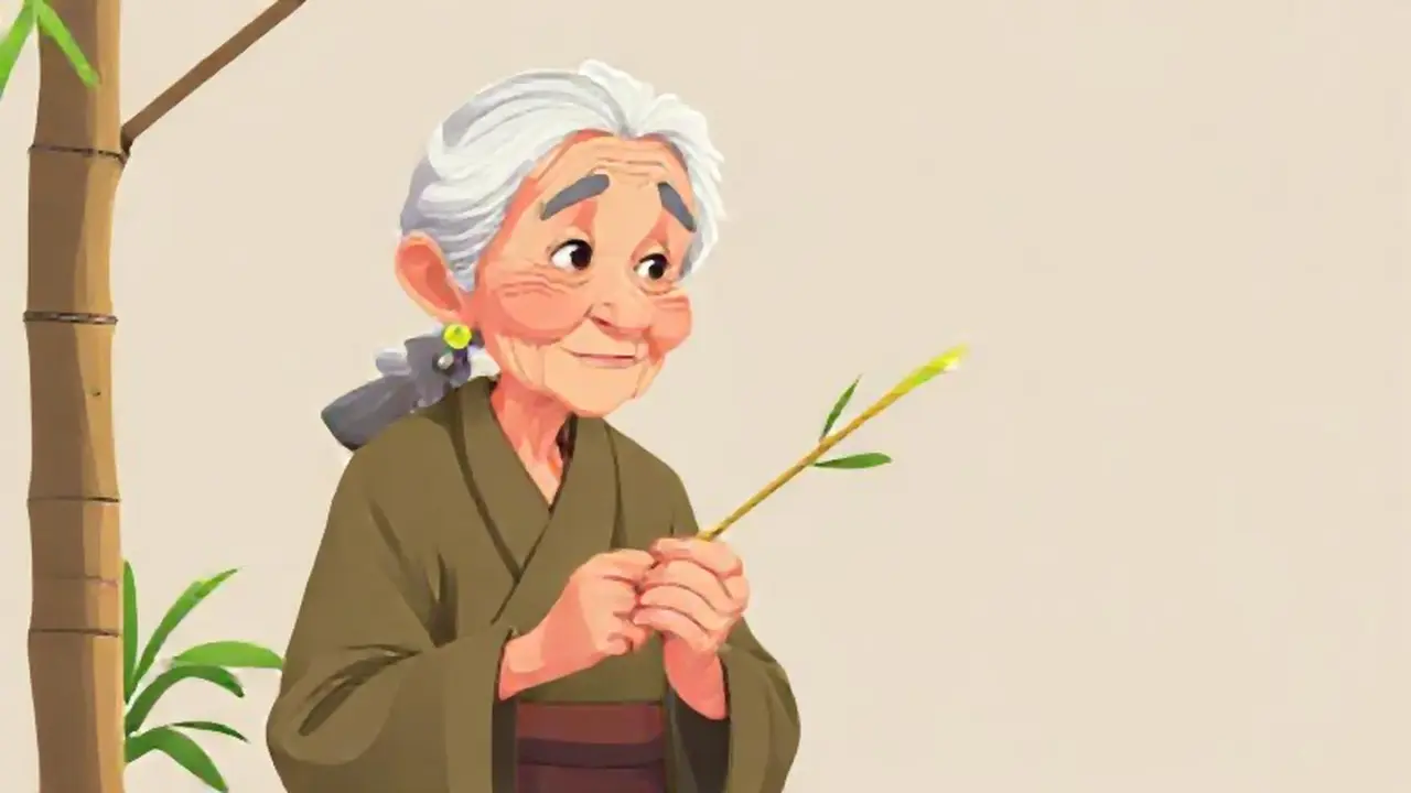 Una anciana con agujas de bambú