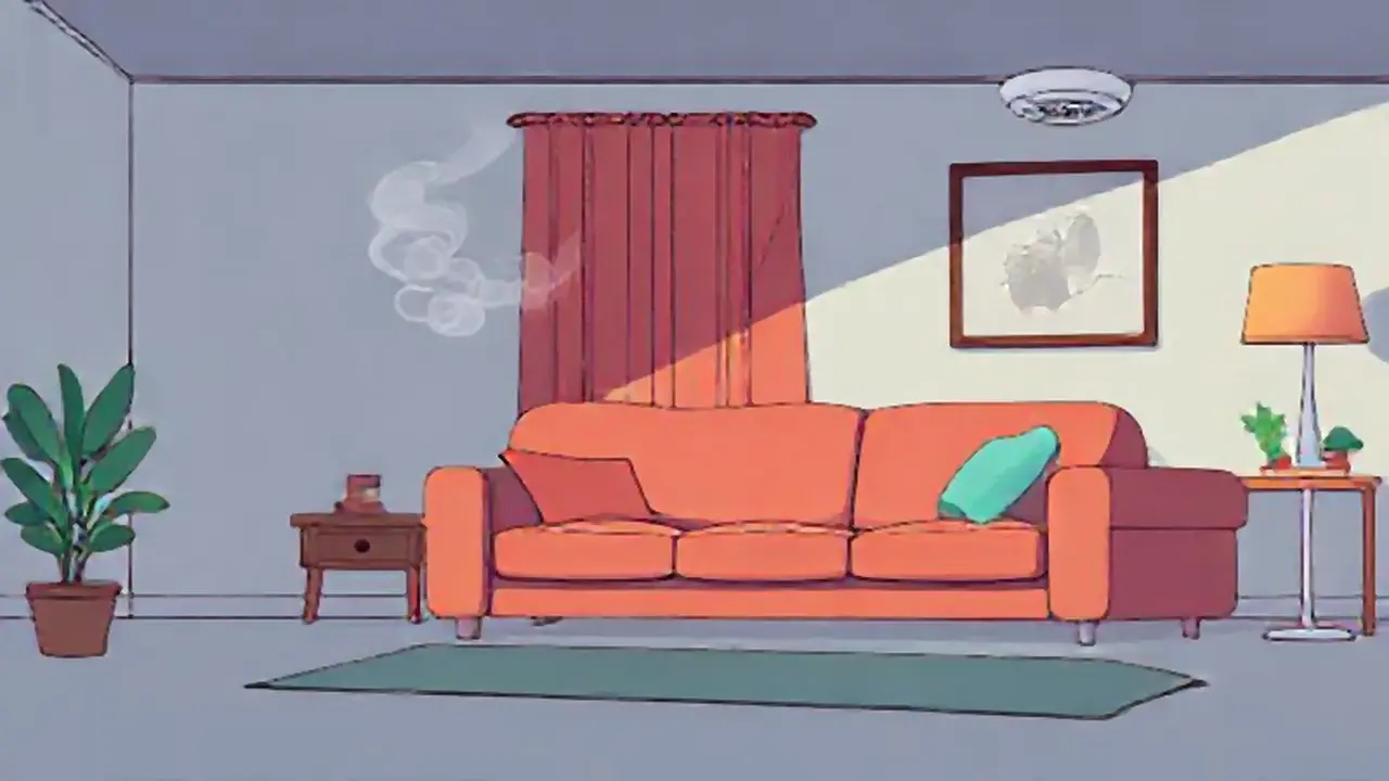 Detector de humo cerca del sofá