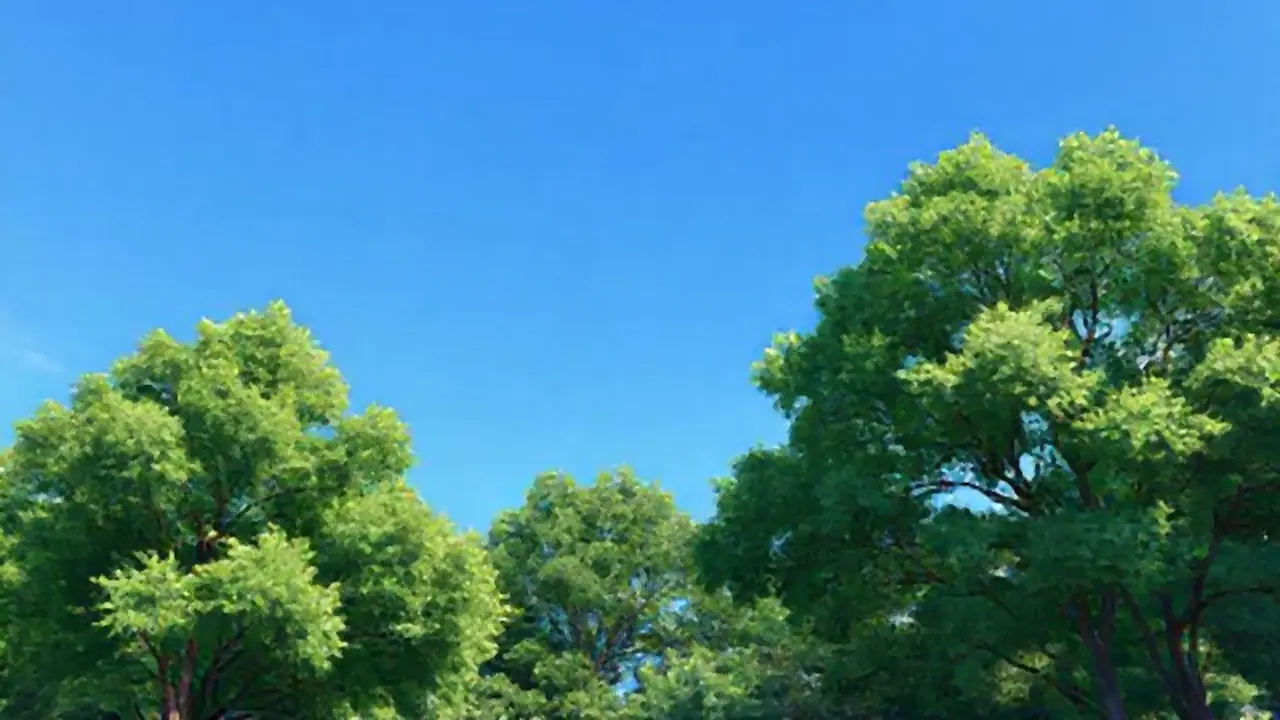 Cielo azul sobre árboles verdes