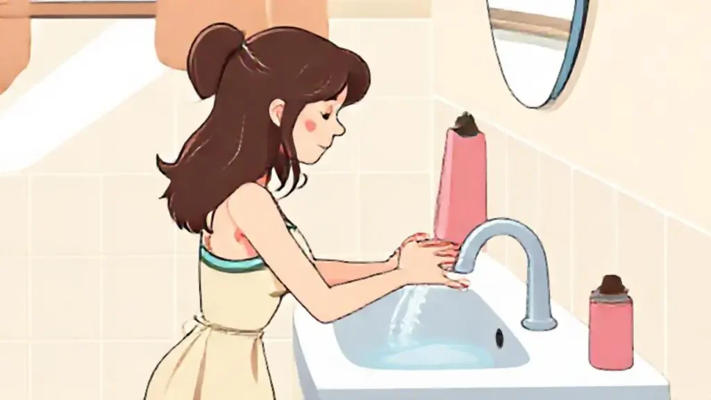 Mujer lava las manos
