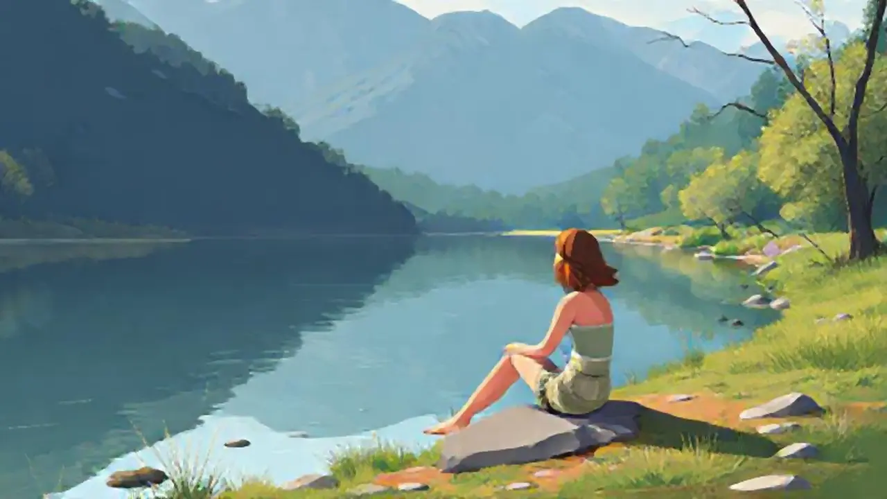 Mujer junto al río