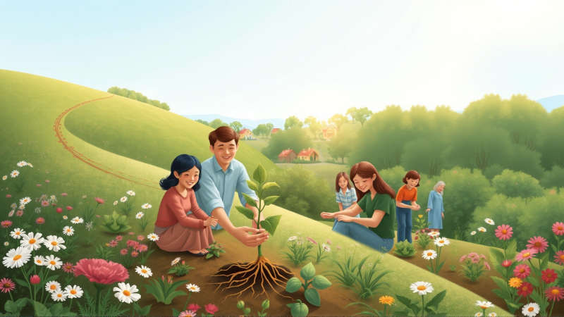 Jardín comunitario floreciente