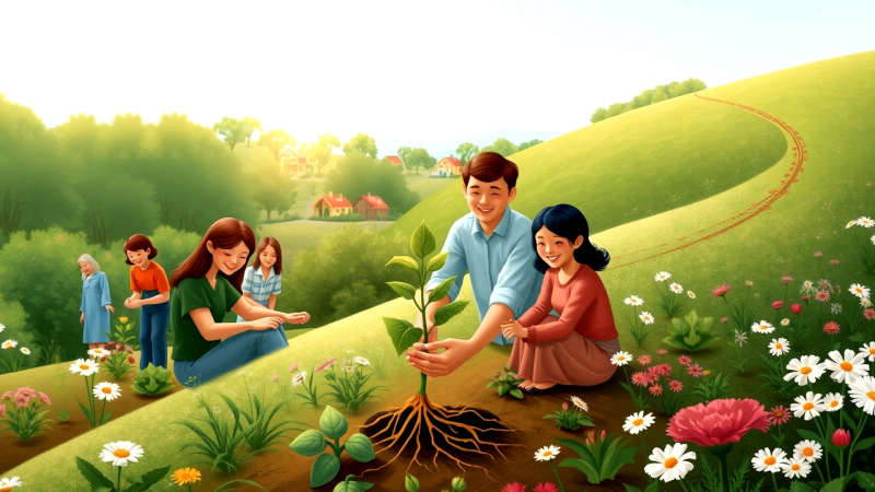 Jardín comunitario floreciente