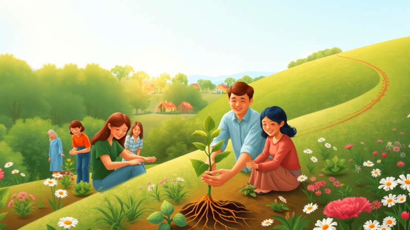 Jardín comunitario floreciente