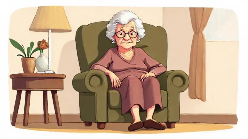 Mujer mayor en sillón