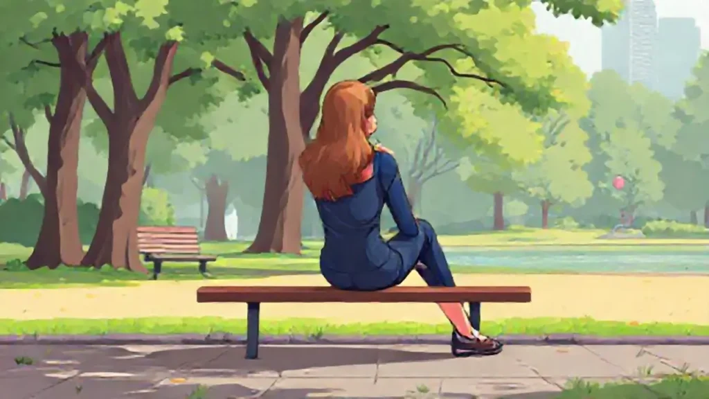 Mujer solitaria en el parque