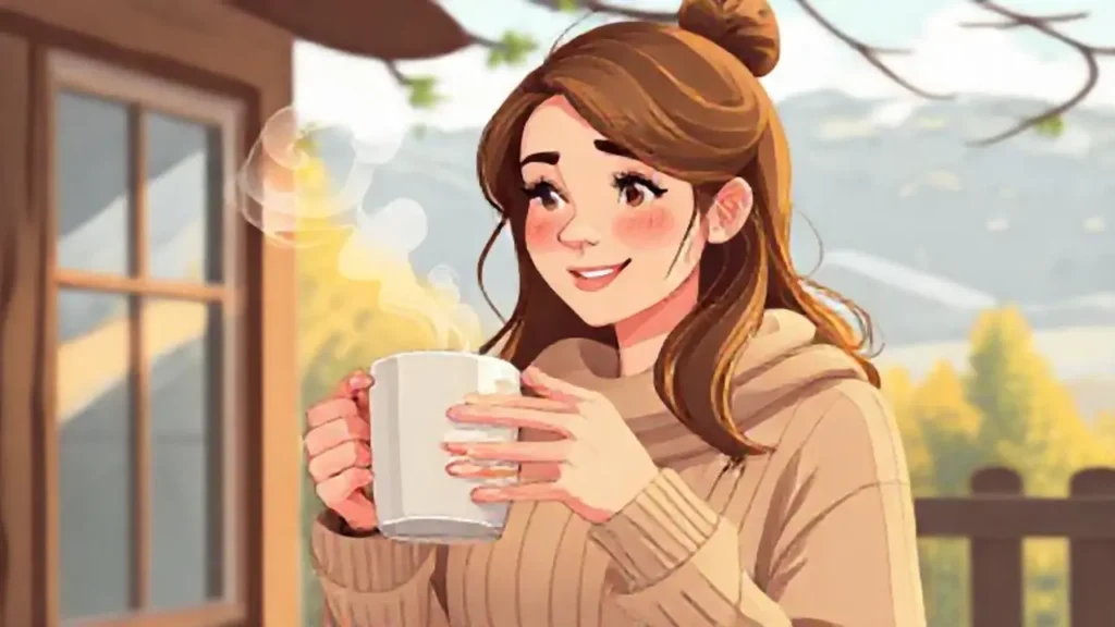 Mujer con taza caliente al aire libre