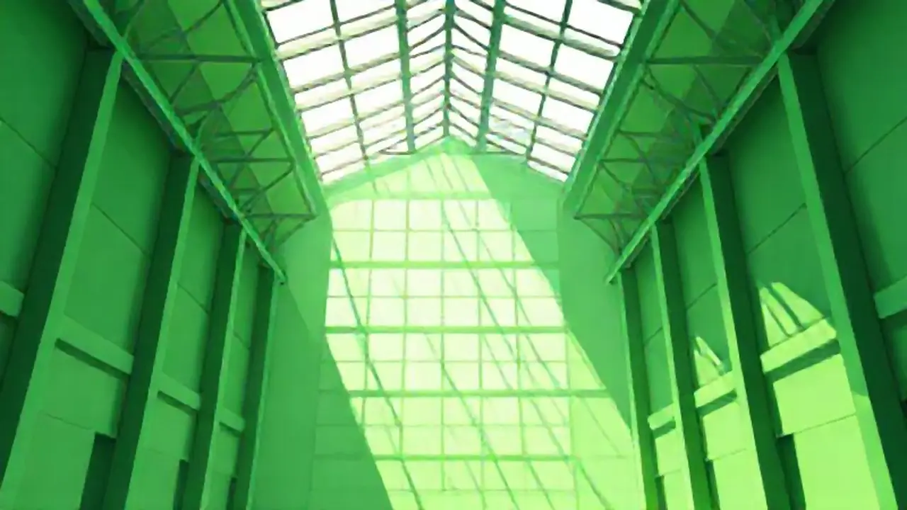 Interior verde con luz solar