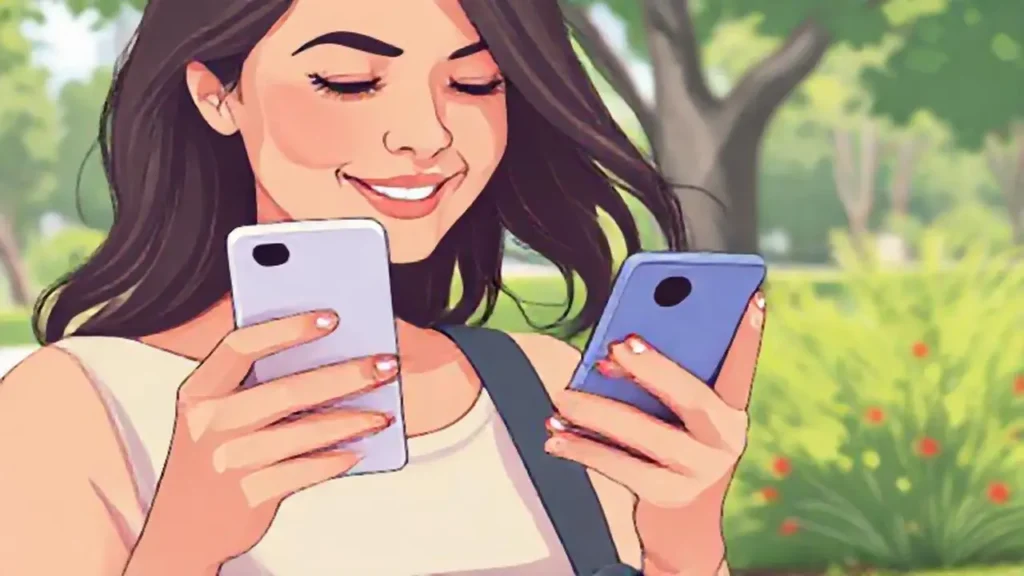 Mujer con teléfono móvil al aire libre