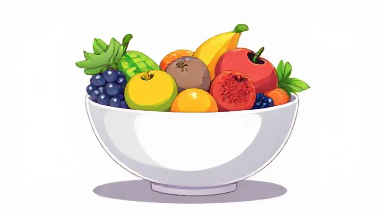 Frutas de colores en un tazón