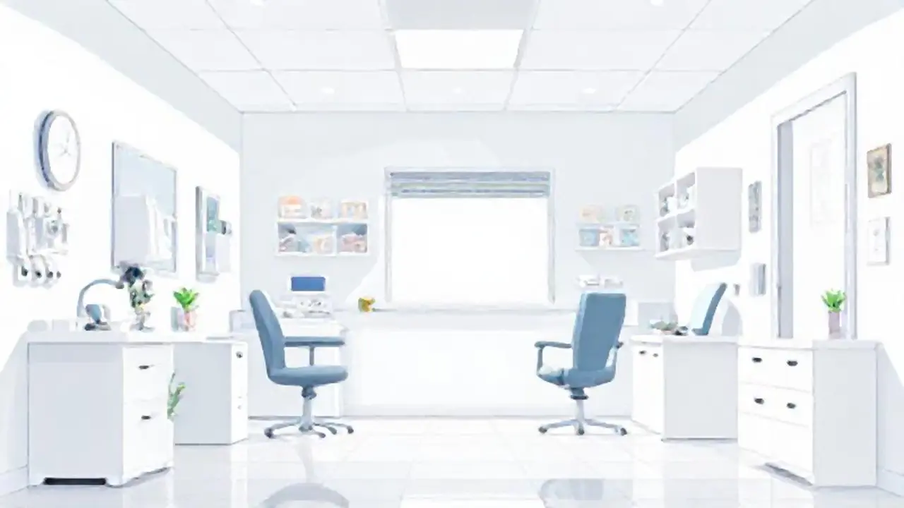 Interior de consultorio médico blanco