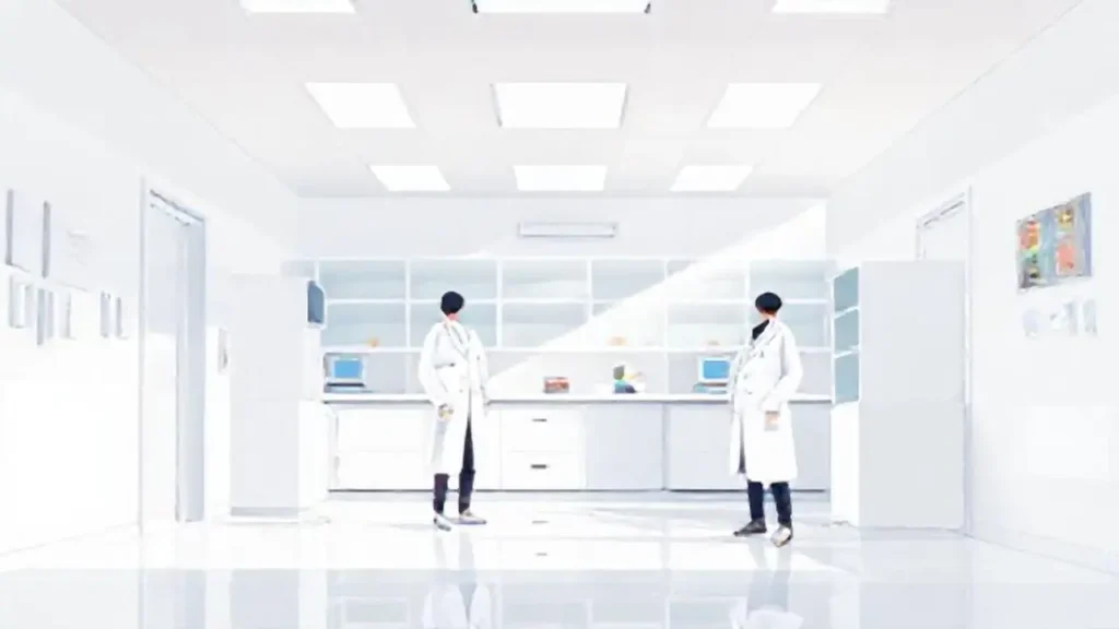 Un laboratorio blanco en una habitación luminosa