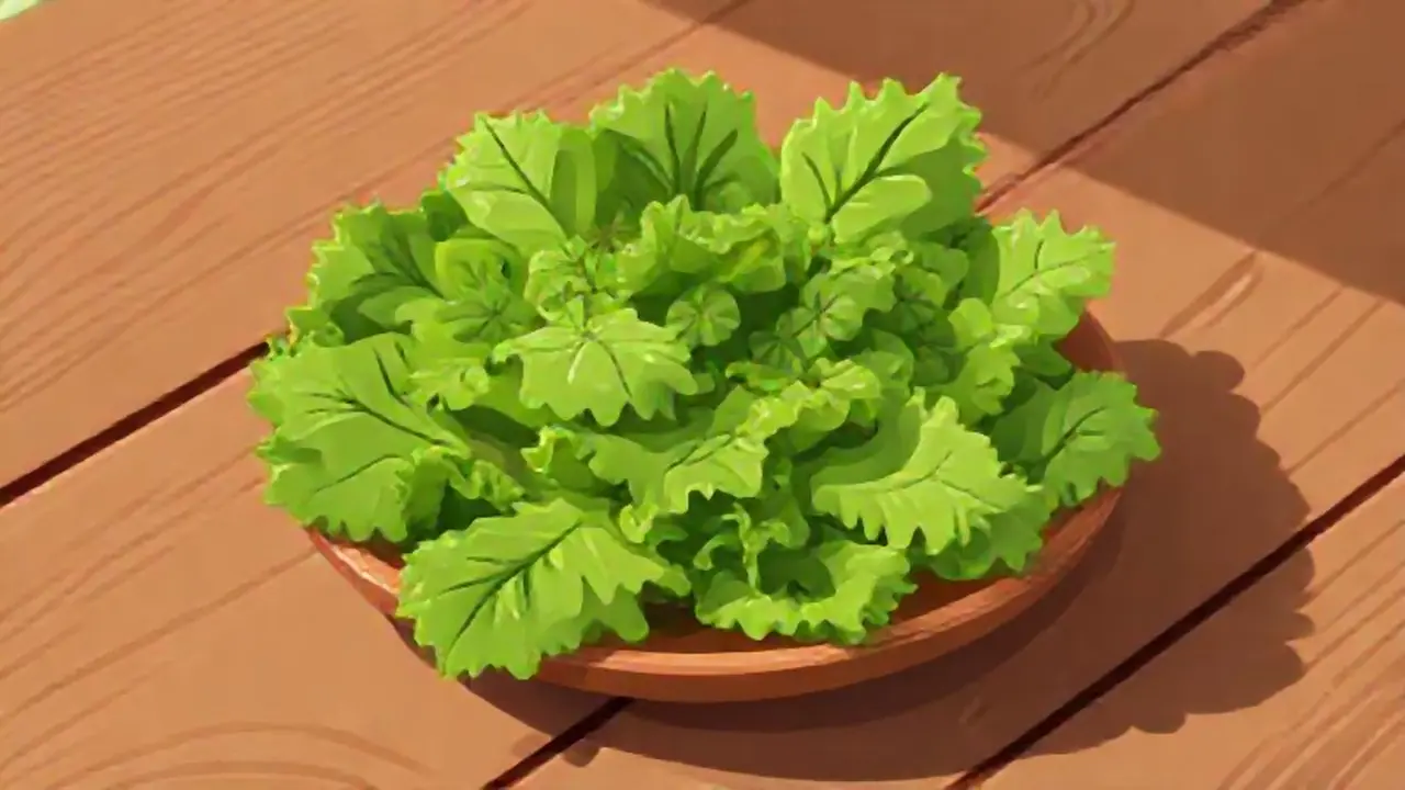 Ensalada verde sobre mesa de madera