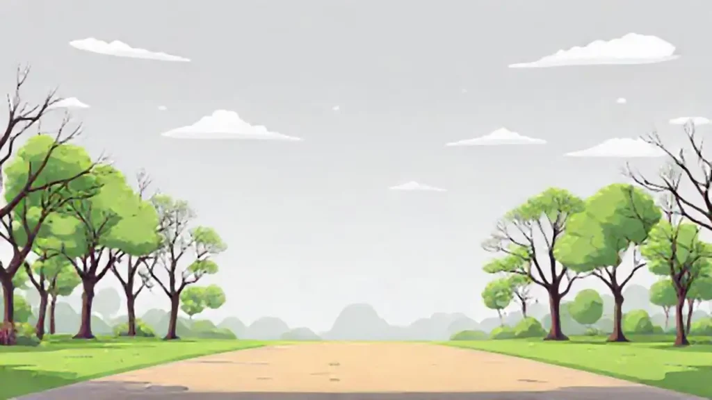 Cielo gris sobre un parque vacío