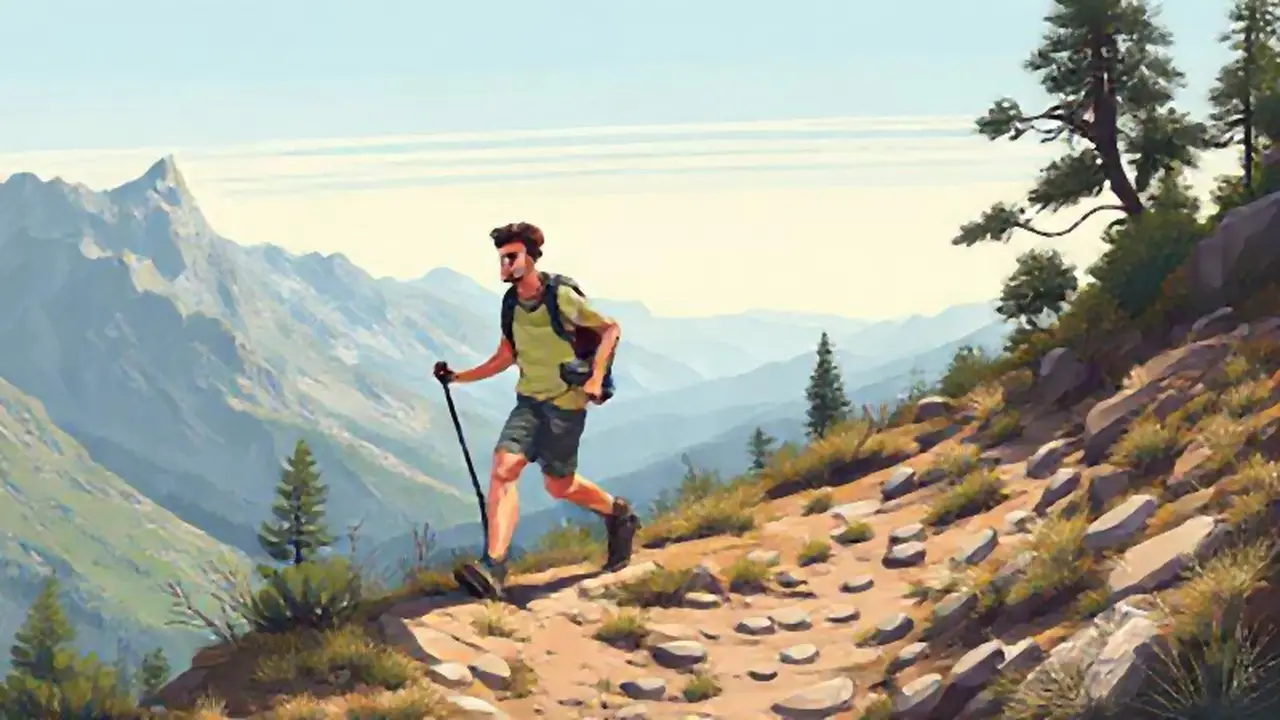 Hombre sano recorre la montaña