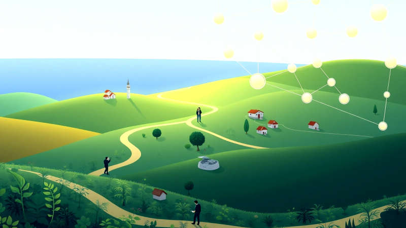 Progreso conectado y esperanzador en el paisaje