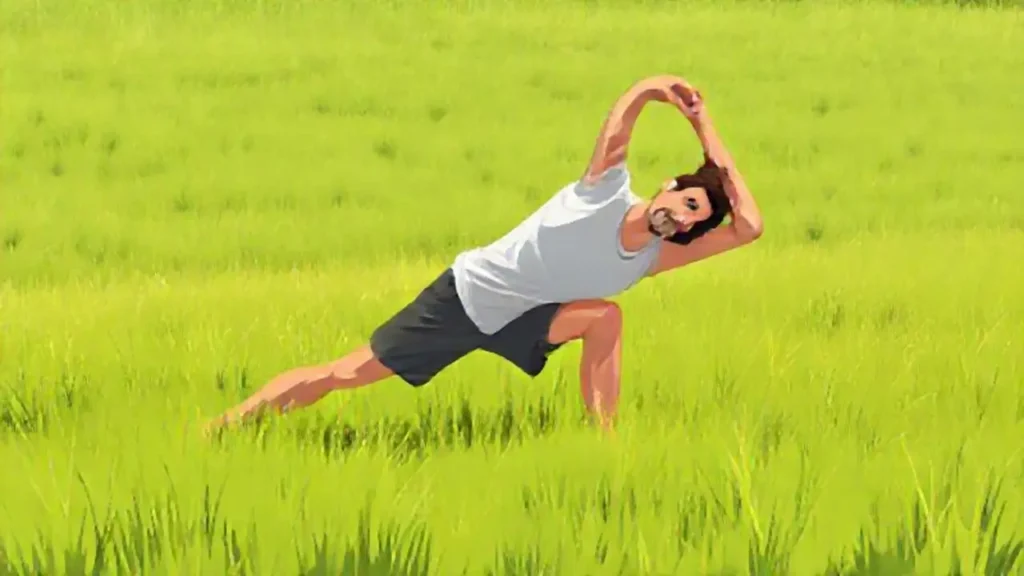 Hombre estirándose en el campo