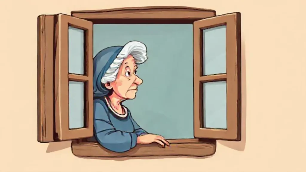 Mujer mayor junto a la ventana