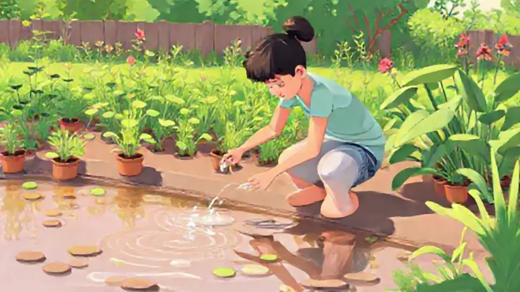 Alguien riega plantas
