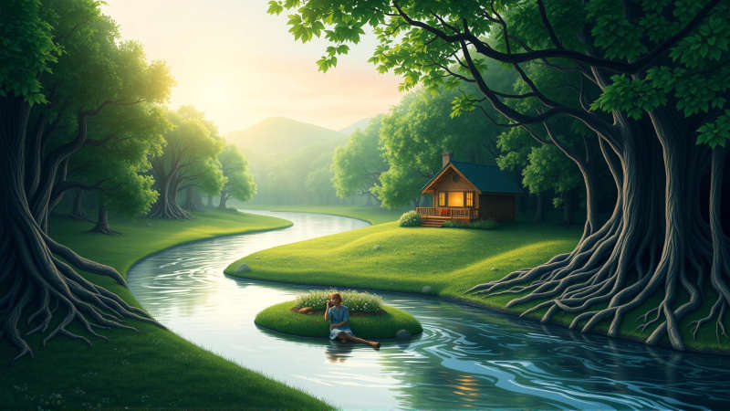 Paz interior florece en conexión con la naturaleza
