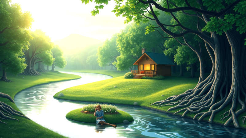 Paz interior florece en conexión con la naturaleza