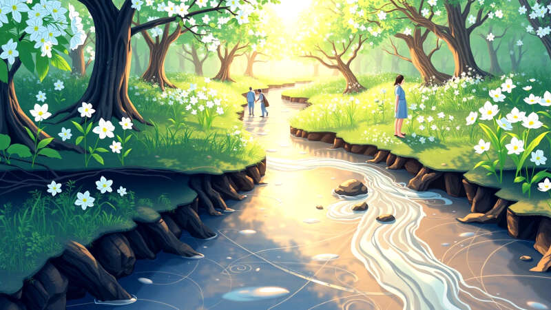 Jardín floreciente simboliza esperanza y conexión vital