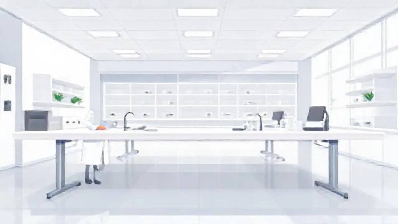 Un laboratorio blanco con camisas blancas