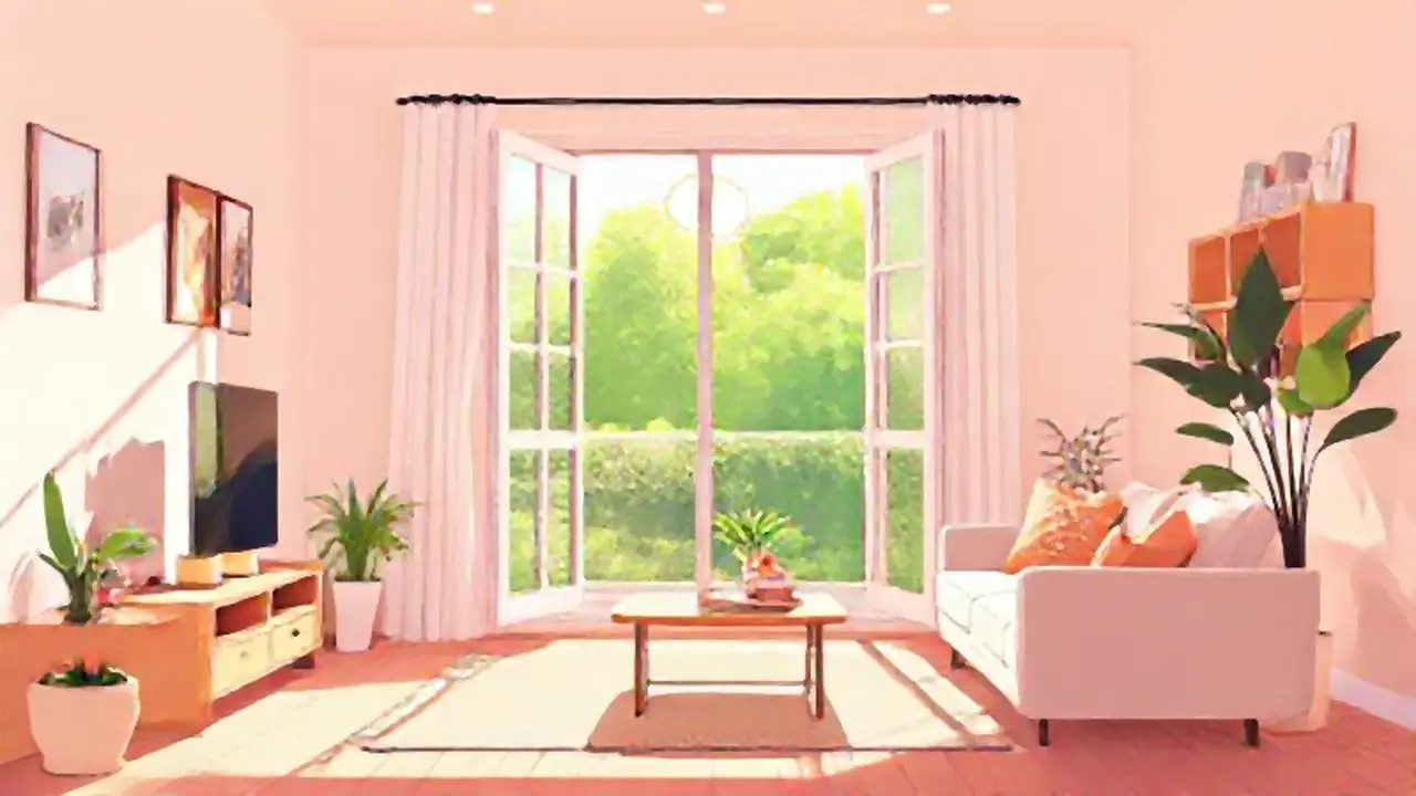 Salón soleado y ventana abierta