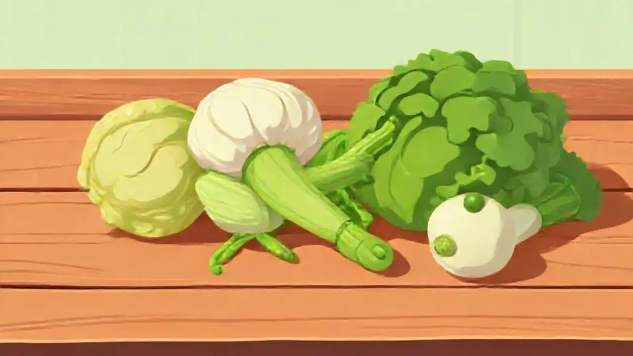 Verduras verdes sobre madera