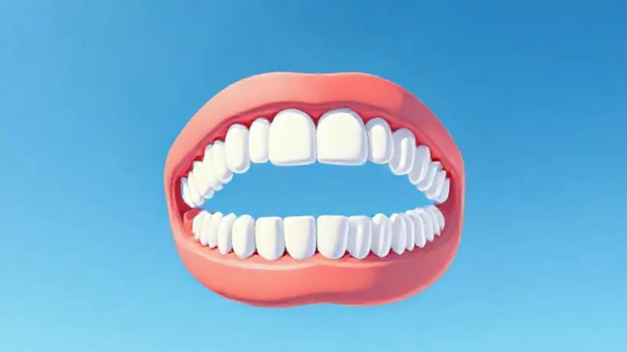 Dientes blancos en el cielo azul