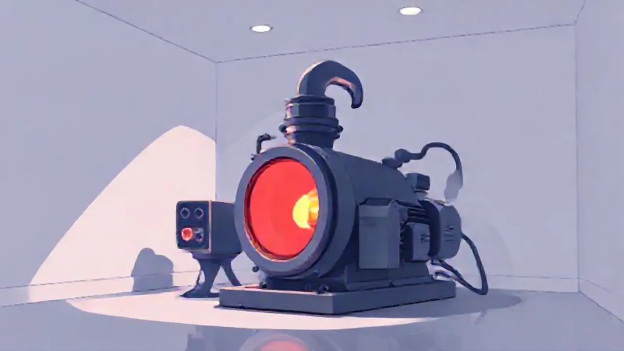 Máquina oscura en habitación blanca