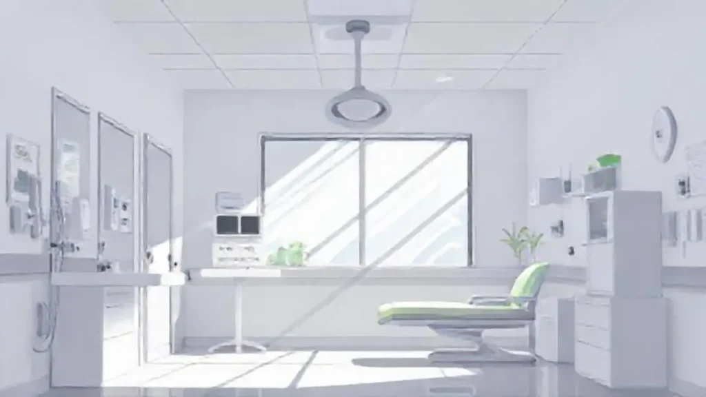 Luz solar interior en la clínica gris