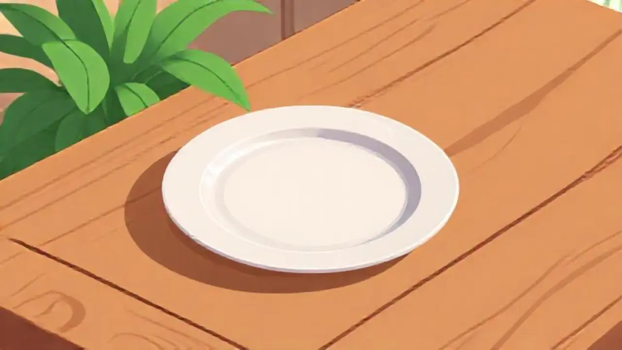 Plato vacío sobre mesa de madera