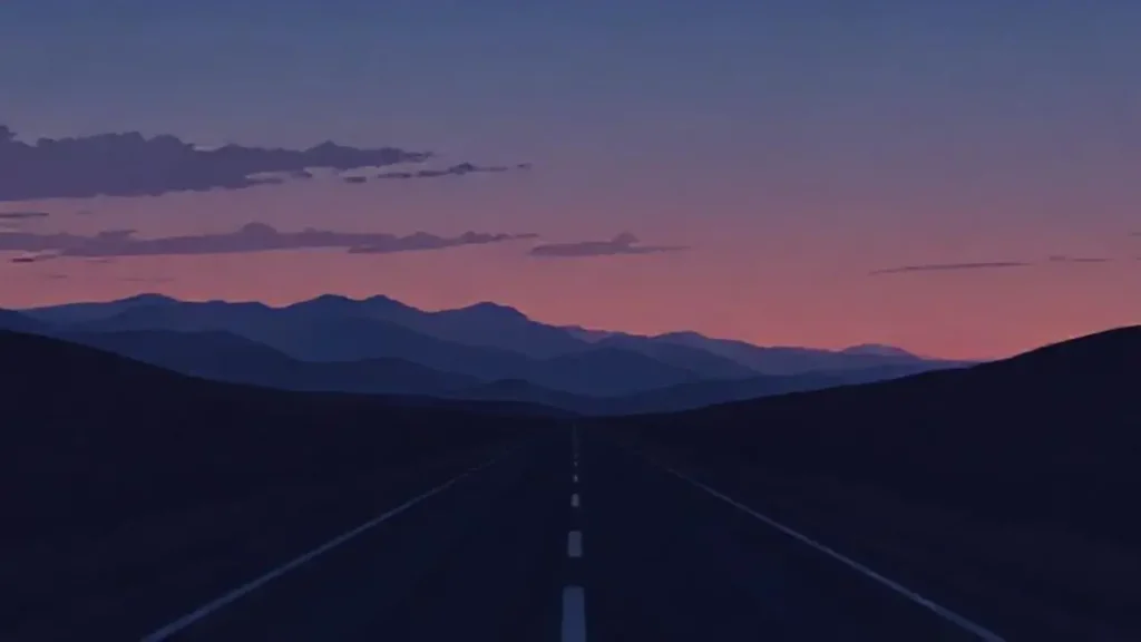 Camino oscuro hacia las colinas