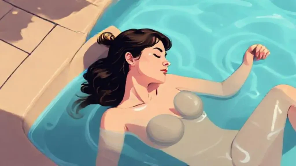 Mujer relajándose en agua tibia