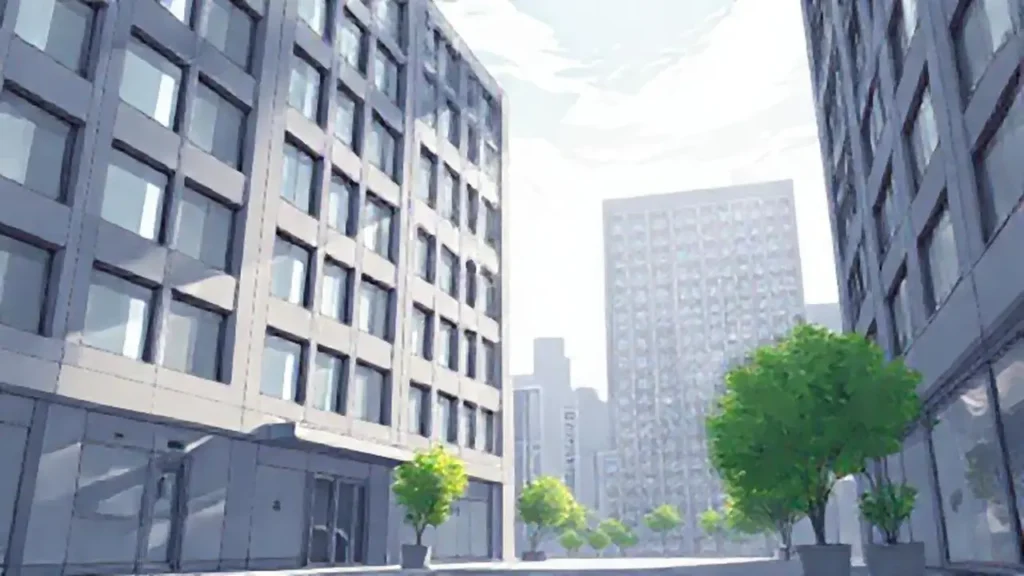 Edificio gris iluminado por el sol