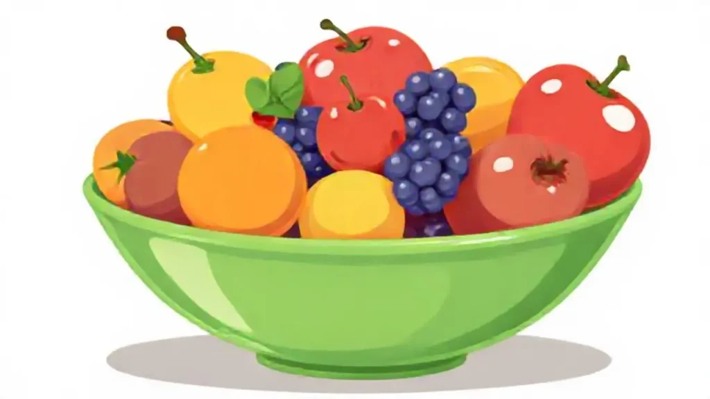 Un tazón verde con fruta
