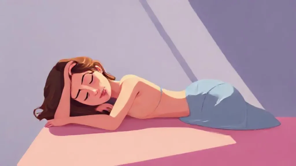 Mujer descansando con luz suave