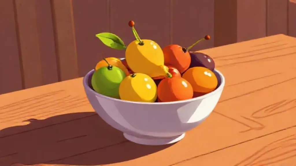 Fruta en mesa de madera