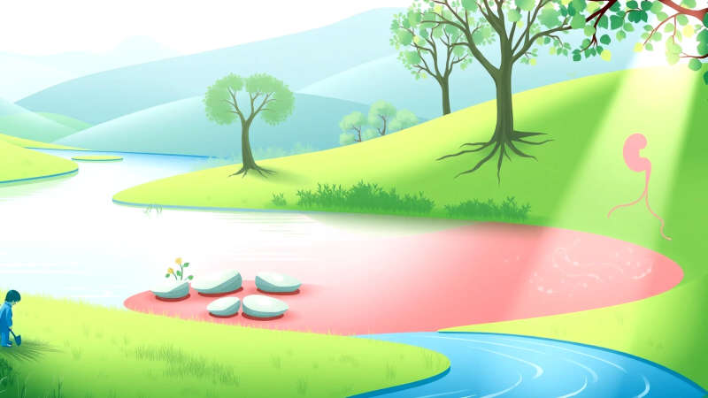 Salud integral representada en un paisaje sereno