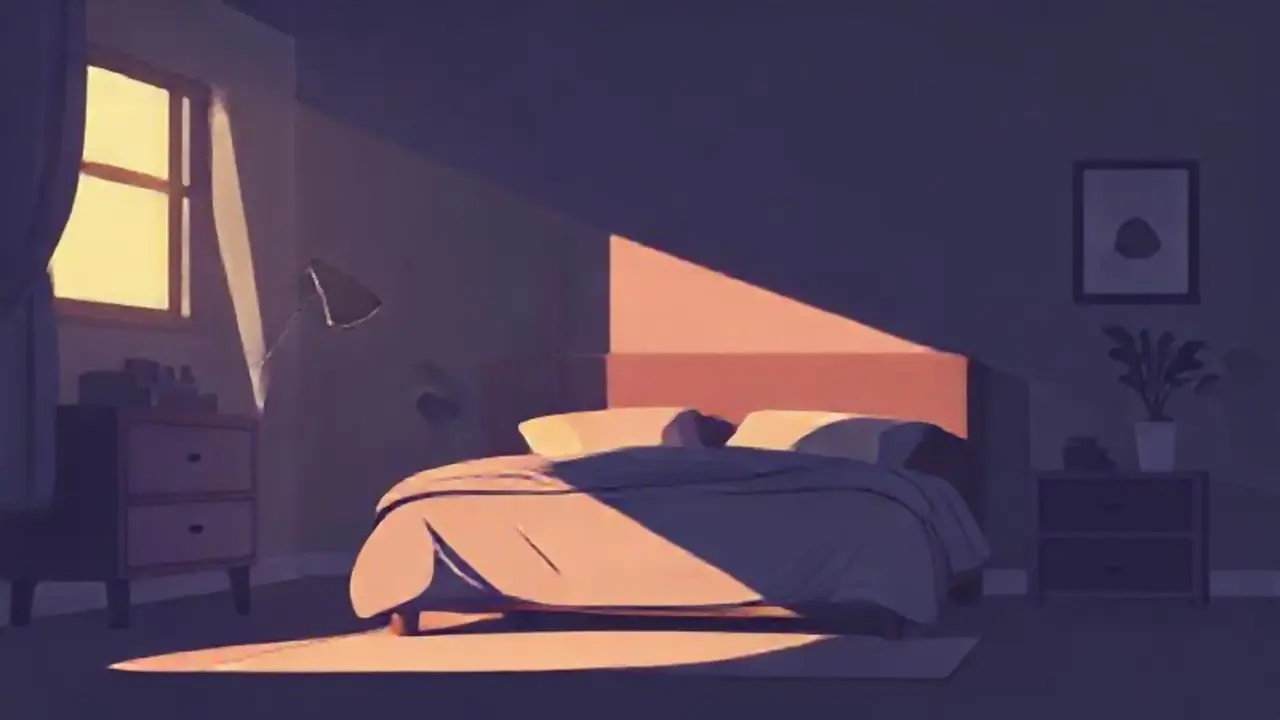 Dormitorio oscuro con luz tenue